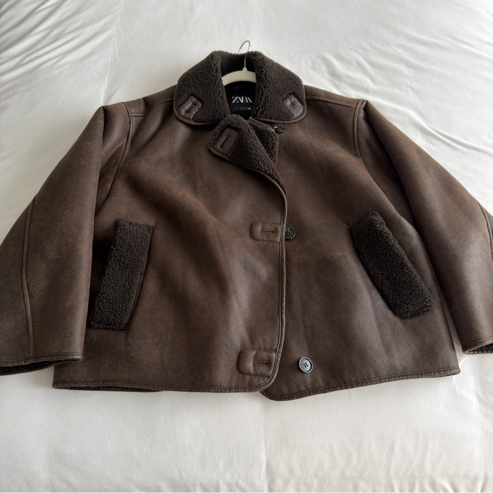 Zara Black-Brown Faux Shearling Jacket